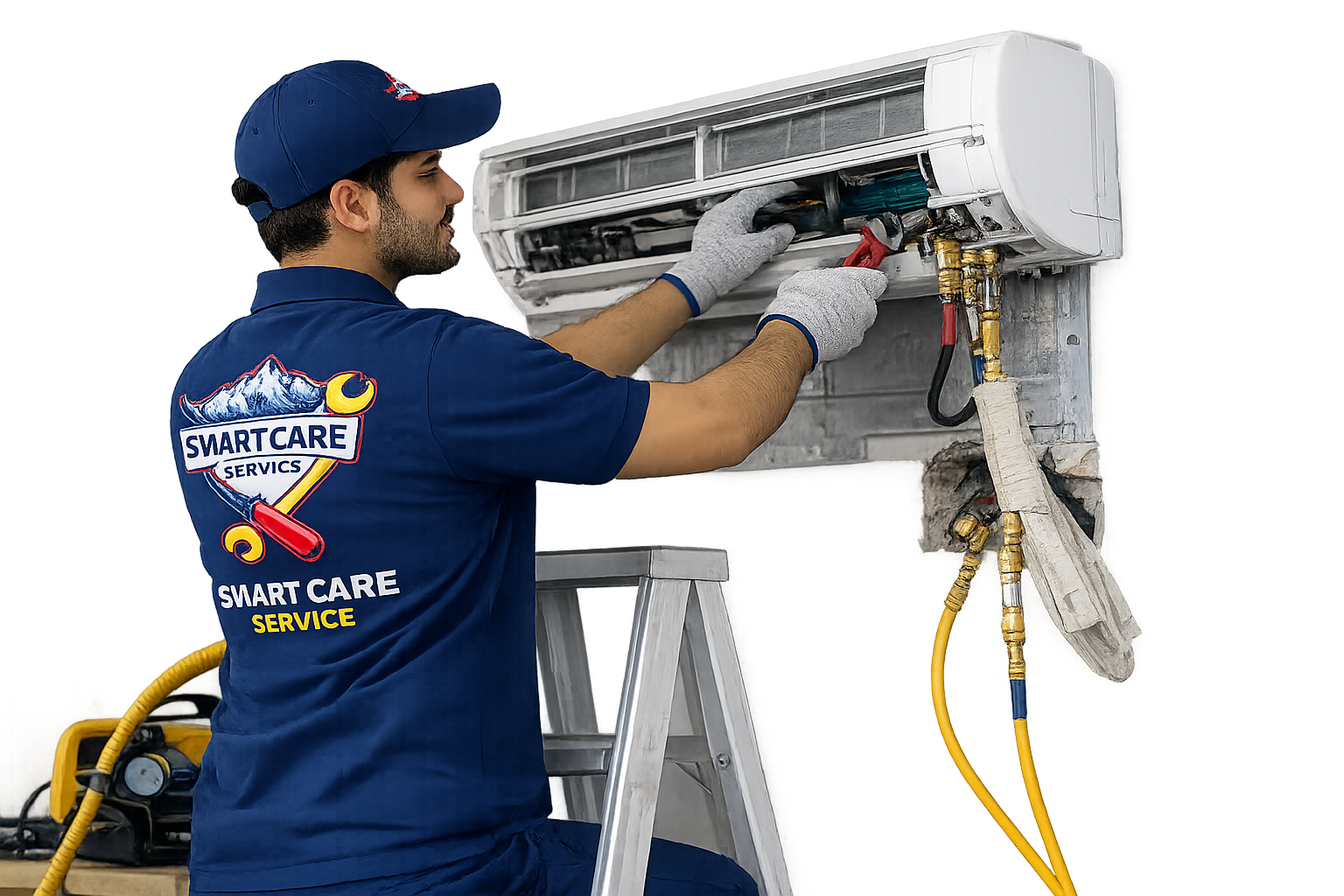 Technician servicing AC